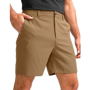 G Gradual Men's Casual Shorts 7" Lightweight Golf Shorts for Men Stretch with 3 Pockets Quick Dry Breathable Work Shorts Dark Khaki XL