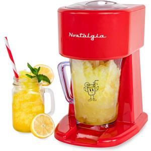 Nostalgia Retro 40-Ounce Frozen Beverage Station - Slushie Machine and Ice Shaver with Automatic Mixing for Soda, Cocktails and Margaritas - Easy & Safe Use - Red