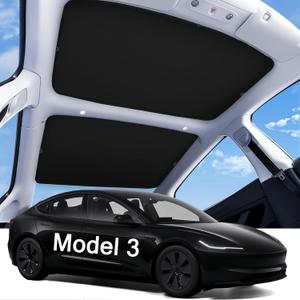 2025 Upgraded Tesla Model 3 Highland Sunshade Roof, UPF200+ Roof Sunshade with Storage Bag, No-Sag&No-Gaps Heat Insulation Foldable Roof Shade,Tesla Accessories for Highland 2024-2025,Black