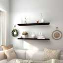 PHPH 36 Inch Wood Floating Shelves for Wall, Wooden Wall Shelves for Bedroom, Set of 4 Brown