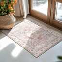 BESTSWEETIE 2x3 Area Rugs Machine Washable No Pile Non Slip Vintage Rugs for Living Room&Bedroom&Dinning Room Bohemian Distressed Carpet Indoor,Pink