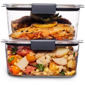 Rubbermaid Brilliance BPA-Free Food Storage Containers, Medium Deep, 4.7 Cup, 2-Pack, Airtight & Leak-Proof, Microwave & Dishwasher Safe (Set of 2 (4.7 Cup) Containers)