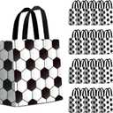 KERINGO 24 PCS Soccer Gift Bags with Handle Soccer Ball Party Supplies Reusable Goodie Bags Non Woven Birthday Party Supplies Goody Bag for Boys Girls