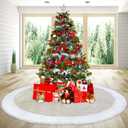 SHENG HONG Christmas Tree Skirt, 72 Inch Buffalo Plaid Xmas Tree Skirts for Christmas, Decorations for Party Holiday Home Decoration - Flax