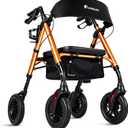 Foldable Rollator Walkers for Seniors with Seat,4 Wheel Rolling Walker