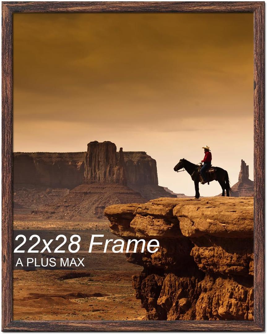 A PLUS MAX 22x28 Picture Frame Brown Light Weight Wall Mount