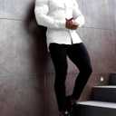 Men's Stretch Wrinkle-Resistant Solid Color Long Sleeve Dress Shirt  Slim Fit Casual Button Down Shirt (Large, White)