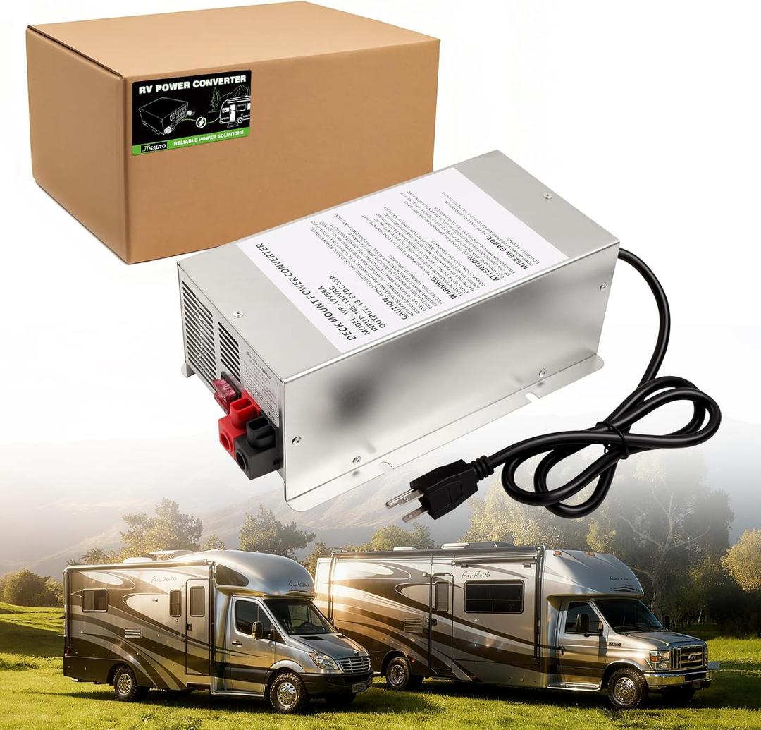 Upgrade WF-9855 55 Amp RV Power Converter | Deck Mount Three-Stage Power Converter | Replacement for 9800 Series | Battery Charger with Reverse Polarity & Thermal Protection | for RVs Camper Trailer