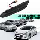 2PCS LED Side Marker Lights Compatible with BMW 1 3 5 Series E36 E46 E60 E87 E90 E92 X1 X3, Driver & Passenger Side Front Fender Turn Signal Smoked Lens Dymanic Amber Lights, Car Accessories