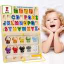 Magnetic Color and Number Maze: 5-in-1 Montessori Toys for Toddlers 3 4 5 Years Old, Wooden Alphabet Maze Letter Puzzle Fine Motor Skills Sensory Toys, Christmas & Birthday Gift for Kids