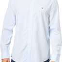 Tommy Hilfiger Men's Long Sleeve Poplin Shirts in Regular Fit, Men's Button Down Shirts (Blue, L)