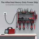 CCCEI Modular Power Tool Organizer Wall Mount with Charging Station. Garage Drill Storage Shelf with Hooks, Heavy Duty Rack, Tool Battery Holder Built in 8 Outlet. Gift for Men. Red, 1 Pack.