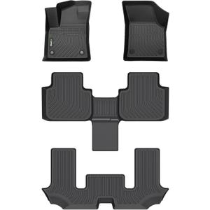 HAFIDI Floor Mats Fit for 2018-2024 2025 VW Atlas (6 Passenger Bucket) All Weather Protection TPE Car Floor Liners, Fits 1st & 2nd & 3rd Row Full Set Volkswagen Atlas Custom Accessories, Black