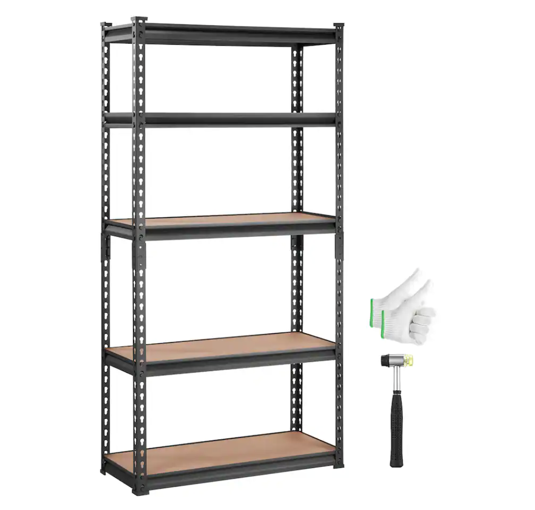 VEVOR - Storage Shelving Unit, 5-Tier Adjustable, 2000 lbs Capacity, Heavy Duty Garage Shelves Metal Organizer Utility Rack - Black