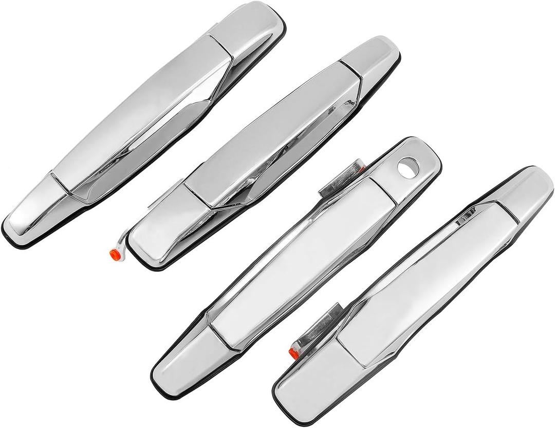 4Pcs Exterior Chrome Door Handle Front Rear Driver & Passenger Side | for 2007-2014 Chevy Silverado Suburban Tahoe Avalanche, GMC Sierra Yukon, Cadillac Escalade | Replaces# 22738721, 22738722