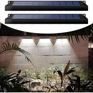 High Brightness Solar Fence Lights Solar Sign Lights Outdoor 2 Pack, Automatic Charging and On/Off Light Switch, 8 LED Beads for Gardens, Porches, Patios, Decks, Fencescapes-Cool Light