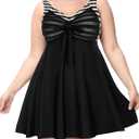 Hanna Nikole Women's Two Piece Swim Dress Plus Size Tummy Control Floral Printed Swimwear Swimsuits with Boyshort, 2 XL