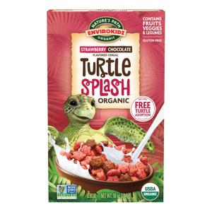 EnviroKidz Organic Turtle Splash Cereal, 10 oz (Pack of 1), Strawberry & Chocolate, Gluten Free, Non-GMO, Fair Trade, by Nature's Path (EXP 09/24/26)