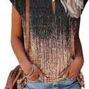 Kistore Women's Summer Casual V Neck Tank Tops Cap Sleeve Loose Fit Blouses Tunic Shirts (Medium, B-orang Background Gray Leopard)