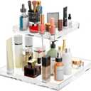 2-Tier Acrylic Perfume Organizer, Display Stand for Dresser & Counter, Vanity Trays Makeup Storage Holder, Bathroom & Kitchen Organizer (12x8)