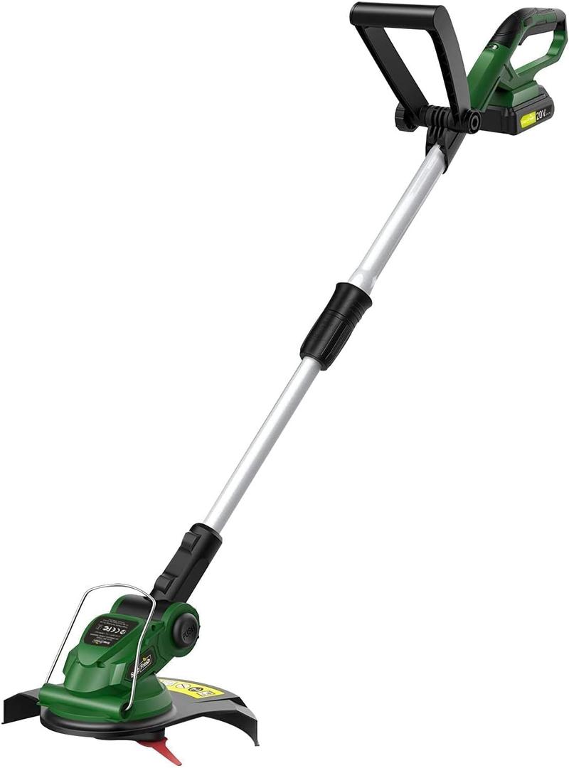 Electric Weed Wacker - SnapFresh 20V Cordless Weed Eater w/ 2.0Ah Battery & Fast Charger, Cordless Lawn Trimmer for Multi-Angle Cutting, Grass Edger for Garden & Yard, 12"