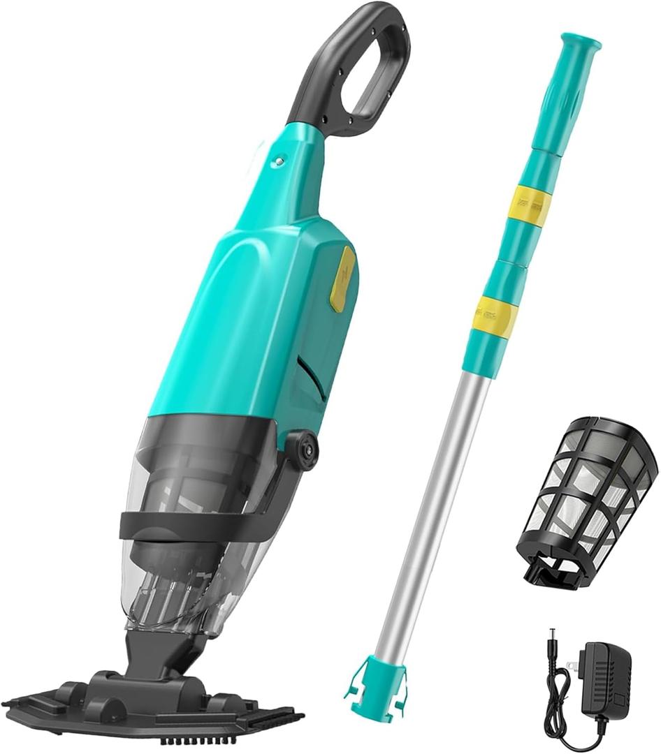 Cordless Rechargeable Pool Vacuum for Inground Pools, Handheld Pool Cleaner for Above Ground Pool, Spas and Hot Tubs, Long Lasting, Ideal for Dirt (Green)