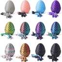 12-Piece Dragon Egg & Articulated Baby Dragon Collectible Set 3D-Printed PLA Display Eggs with Mini Dragons Vibrant Fantasy Colors Unique Gift & Dcor for Dragon Lovers