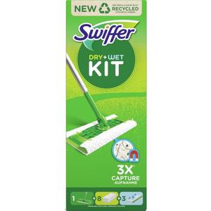 Swiffer - Starter Kit for Cleaning Floors with 1 mop, 8 Refills for Dry and 3 Wet Wipes - 1 Piece