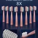 Sonic Electric Toothbrush for Adults, USB Rechargeable Sonic Toothbrush with 8 Brush Heads, Smart Timer, 5 Modes, 2-Hour Fast Charge Last 30 Days, Pink