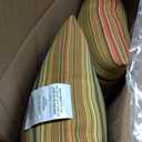 Set of 2 Outdoor Throw Pillows 19 x 12 Inch – Reversible Rectangle Patio Accent Pillows – Weather-Resistant Polyester Fabric – Eco-Friendly Recycled Polyfiber Fill – Sunset Stripe - Updated