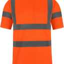 High Visibility Class 3 T ShirtsHi Vis Safety Shirts with Reflective Strips and Pocket, Short Sleeve Quick Dry Mesh Construction Work Shirt for Men/Women Orange,3XL