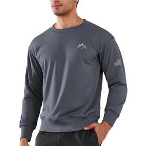 NORTHYARD Men's Crewneck Sweatshirt Long Sleeve Cotton Sweat Shirt Lightweight Athletic Workout Sport Gym Running Sweatshirts, Dark Grey, XXL