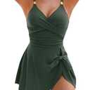 Blooming Jelly Womens One Piece Swimsuit Tummy Control Bathing Suit Gold Metal Tie Knot 2025 Swim Dress size XL