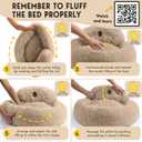 PetJett Calming Dog Beds for Small Dogs 23" Donut Dog Beds, Anti-Slip & Washable Puppy Bed - Fluffy Plush Faux Fur Pet Bed, Anti-Anxiety Premium Comfort Round Pillow, Fits Dogs up to 25 lbs Beige, small