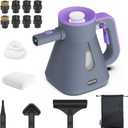 awasky Steam Cleaner Handheld: 1200W Fast 10-Sec Heat-Up-750mL (25oz) Tank-No Cooling-Refill Anytime-Lockable Steam Trigger-14-Piece Kit Hand Held Steamer for Home Car Grout Tile Cleaning Grey
