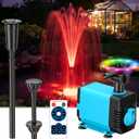 POPOSOAP Pond Fountain with LED Lights, 660GPH Submersible Pump RGB Pond Filter System with Adjustable Height & Water Flow for Garden Pond Fish Tank Day & Night Pond Decoration -P1104D