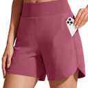 G4Free Chillwhisp Running Shorts for Women 4" - High Waist Lightweight Casual Athletic Shorts Built-in Liner with Pockets (Pink, M)
