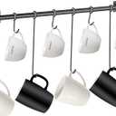 Coffee Mug Rack Wall Mounted Modern Hanging Tea Cup Holder Metal 15.7 Inch Rail with 8 Utensil Hooks Rustic Storage Hanger for Cafe Bar Dining Corner Nook Matte Black