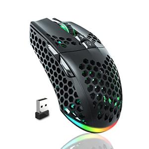 SOLAKAKA SM600 Honeycomb Shell Gaming Mouse Wireless,Tri-Modes BT5.1/2.4G Wireless/Type-C Wired Gamer Mouse with 2 Side Buttons, Macro Programmable and RGB Light for PC/Mac/Laptop,Black