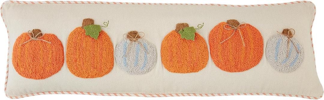 Mud Pie Long Tufted Pumpkin Pillow, 11" x 35", TAN