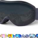 Supertrip Ski Goggles Men Women Anti-Fog Snow Goggles UV Protection Snowboard Goggles for Adult Youth (Black Frame/Gray Lens(vlt 10%))