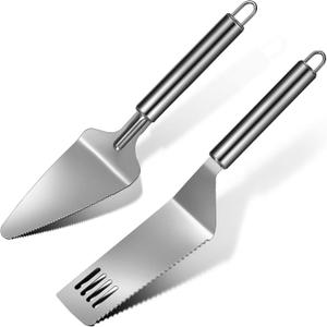 Patelai 2 Pieces Pie Server Set Multi-function Stainless Steel Cake Spatula Knife Stainless, Cake Spatula for Pie Lasagna Cutting (Packing Enhanced Version)