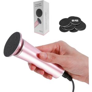 Electric Foot File Callus Remover Professional Foot Sander Grinder Scrubber Foot File Pedicure Tools Adjustable Speed 60 Replacement Sandpaper disc Easy to Remove Cutin Dead Skin calluses-Rose Gold (60 Count (Pack of 1))