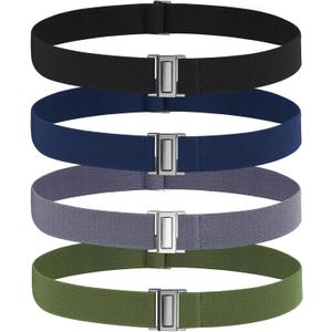 No Show Elastic Belts for Women with Invisible Flat Buckle Stretch Web Strap Belt for Jeans Pants Dresses