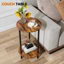 Round Side Table Set of 2, 2-Tier End Table, Small Round Nightstands with Storage, Modern Accent/Bedside Table for Living Room, Bedroom-Brown