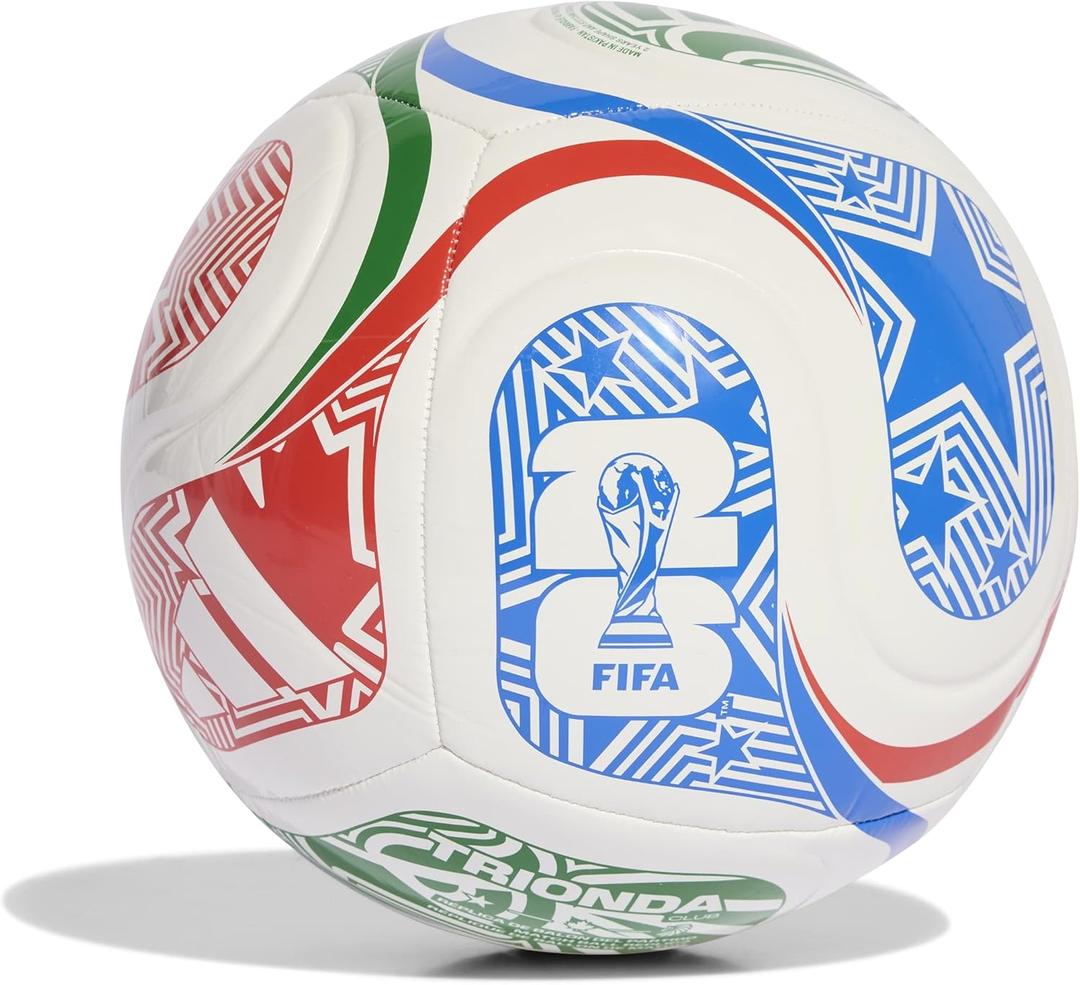 FIFA World Cup 26 Trionda Soccer Ball (5, White/Vivid Red/Glory Blue/Green/Club)