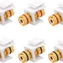VCE Banana Jack Binding Post Keystone Jack Insert with Black & Red Rings, Screw Type Audio Speaker Keystone, 3 Pairs/6 Pack