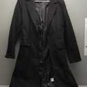 SOMTHRON Men's Casual Trench Coat Slim Fit Notched Collar Long Jacket Overcoat Single Breasted Pea Coat wih Pockets (Medium, Black)