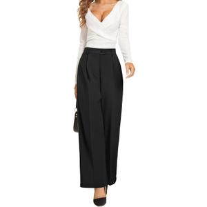 Summer Work Pants for Women Business Casual Office Dress Pants Trousers with Pockets, X-Large, Black (Thin) (Black)