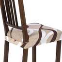 SearchI Stretch Dining Chair Seat Covers Set of 8, Soft Removable Washable Seat Covers for Dining Chairs, Dining Room Seat Cover Slipcover Protector (Rear-Covered, Beige)